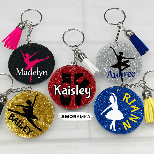 Personalized Ballet Keychains, Ballet Dancer, Ballerina Keychain, Ballet Bag Tag, Ballet Gift, Recital Gift, Pointe Shoes