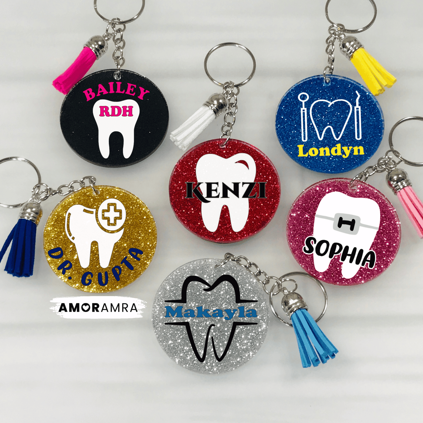 Glitter Dentist Keychain | Orthodontist Gift