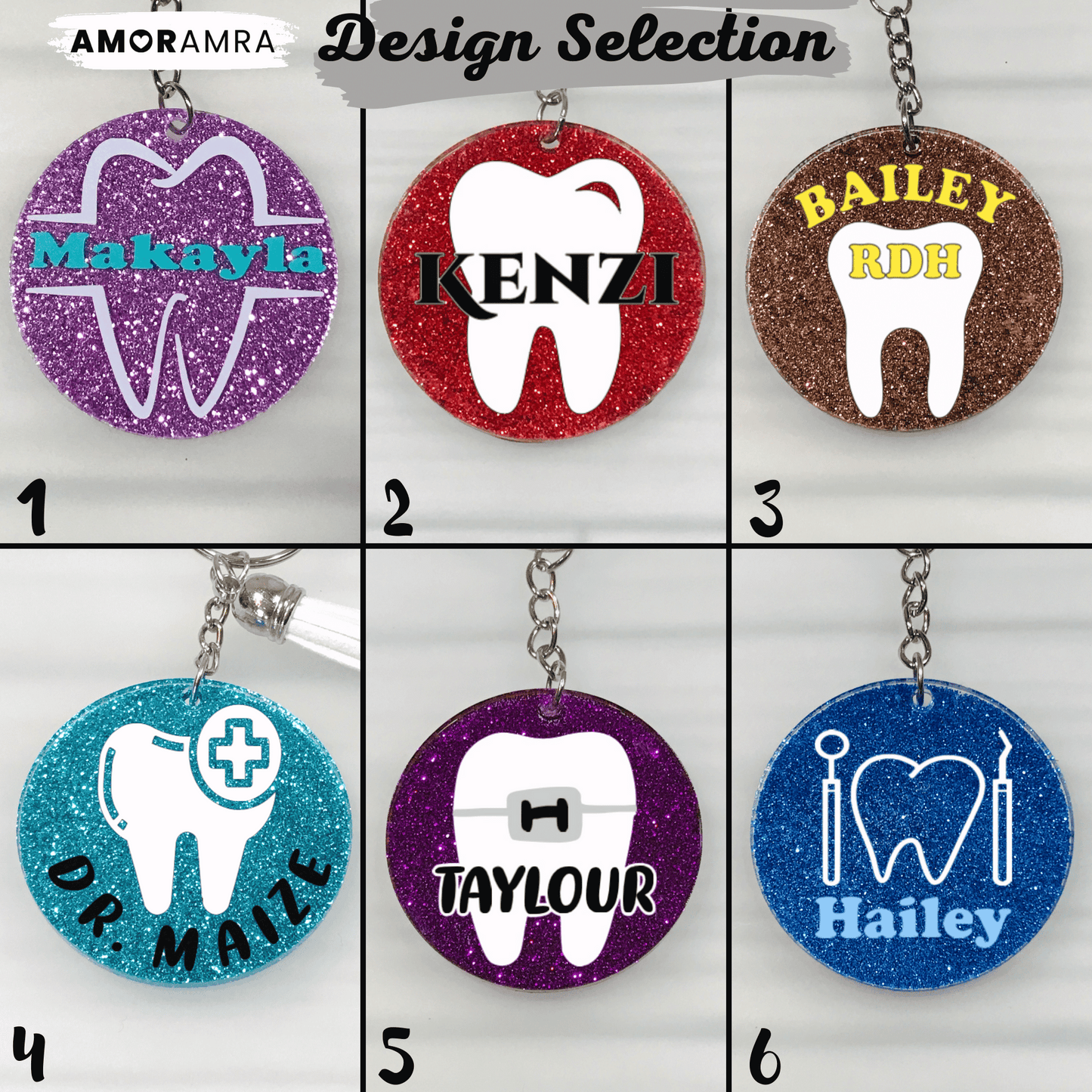 Glitter Dentist Keychain | Orthodontist Gift