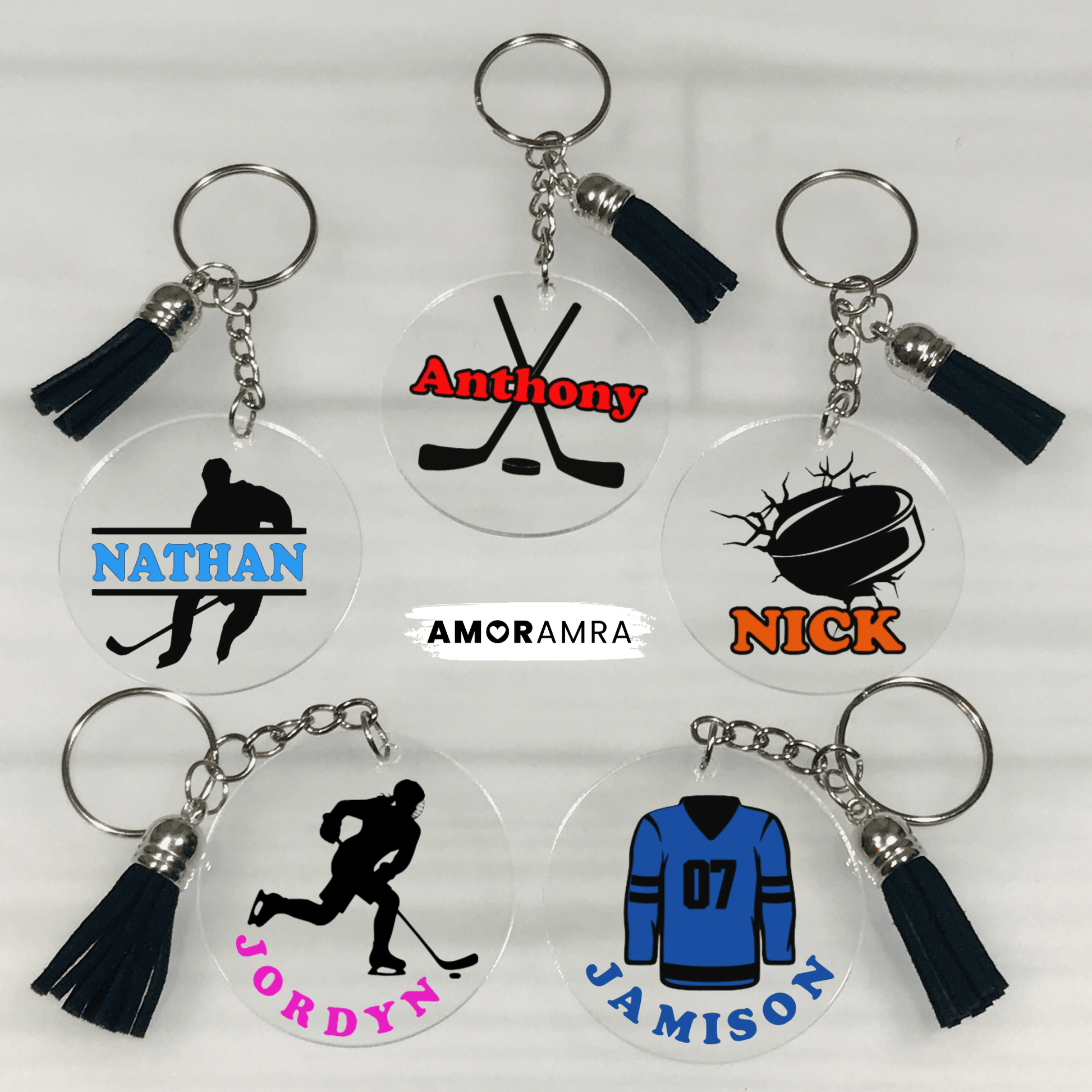 Personalized Ice Hockey Keychain, Hockey Bagtag, Hockey Coach, Hockey Team Gift, Ice Hockey Gift