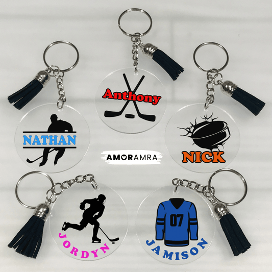 Personalized Ice Hockey Keychain, Hockey Bagtag, Hockey Coach, Hockey Team Gift, Ice Hockey Gift