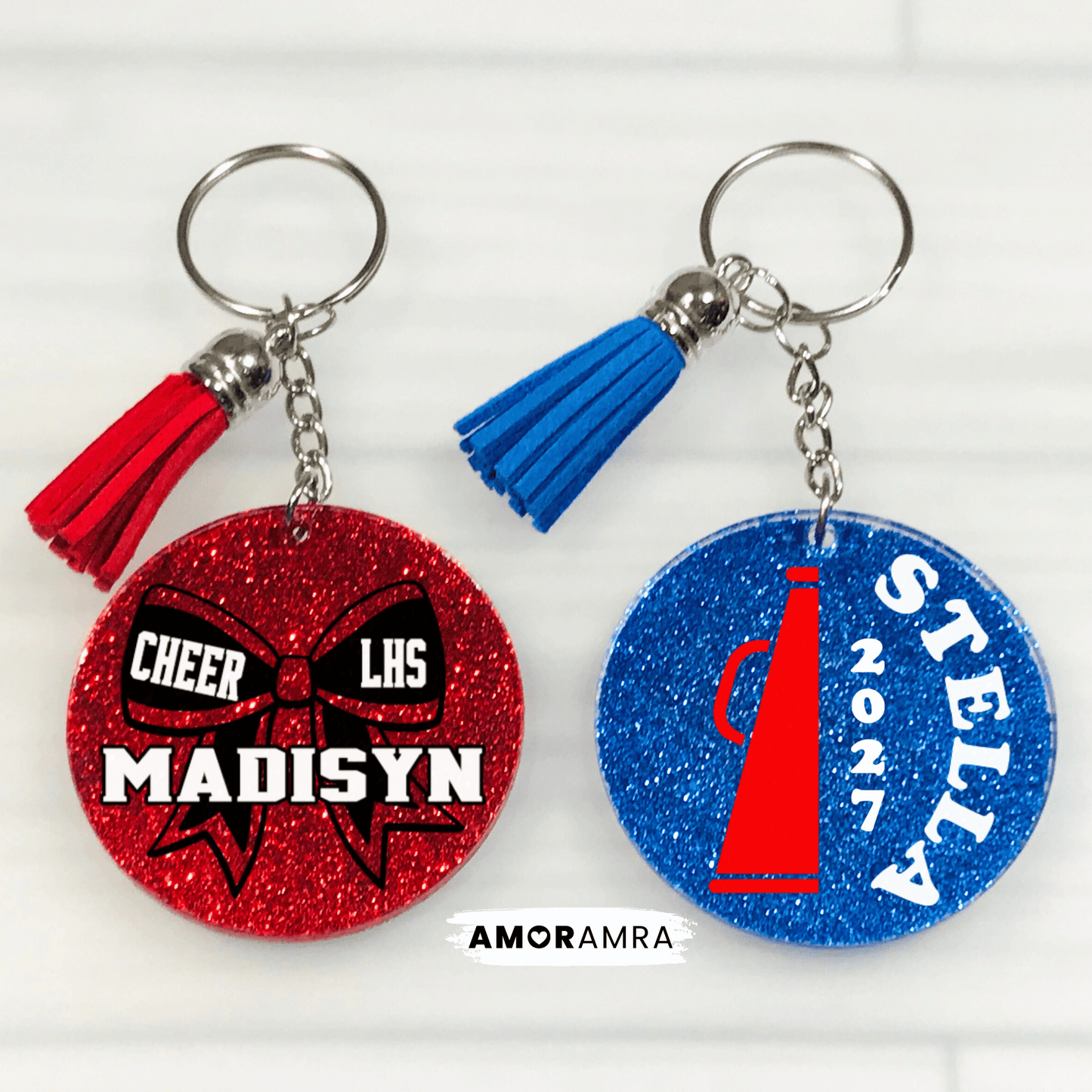 Glitter Cheerleader Keychain - Cheer Gift - Amor Amra