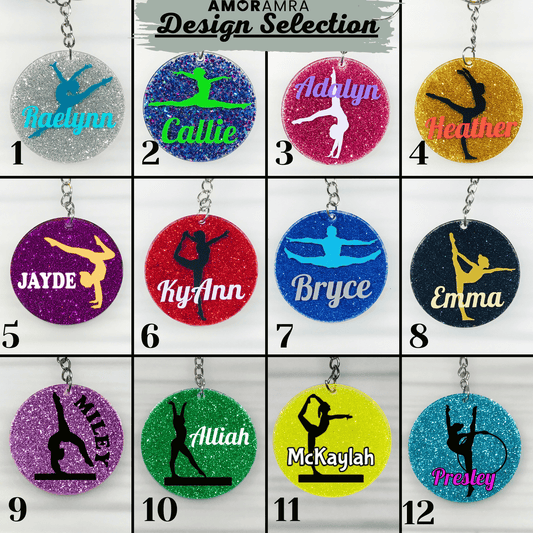 Glitter Gymnast Keychain | Gymnastics - Amor Amra