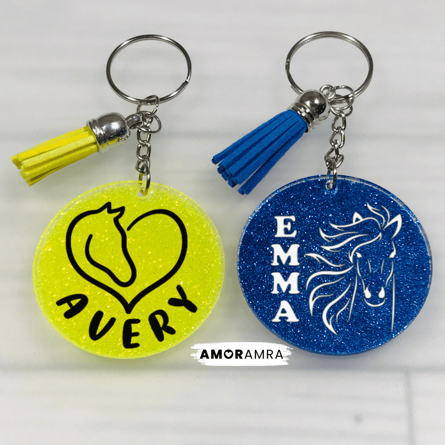 Personalized Glitter Horse Keychain