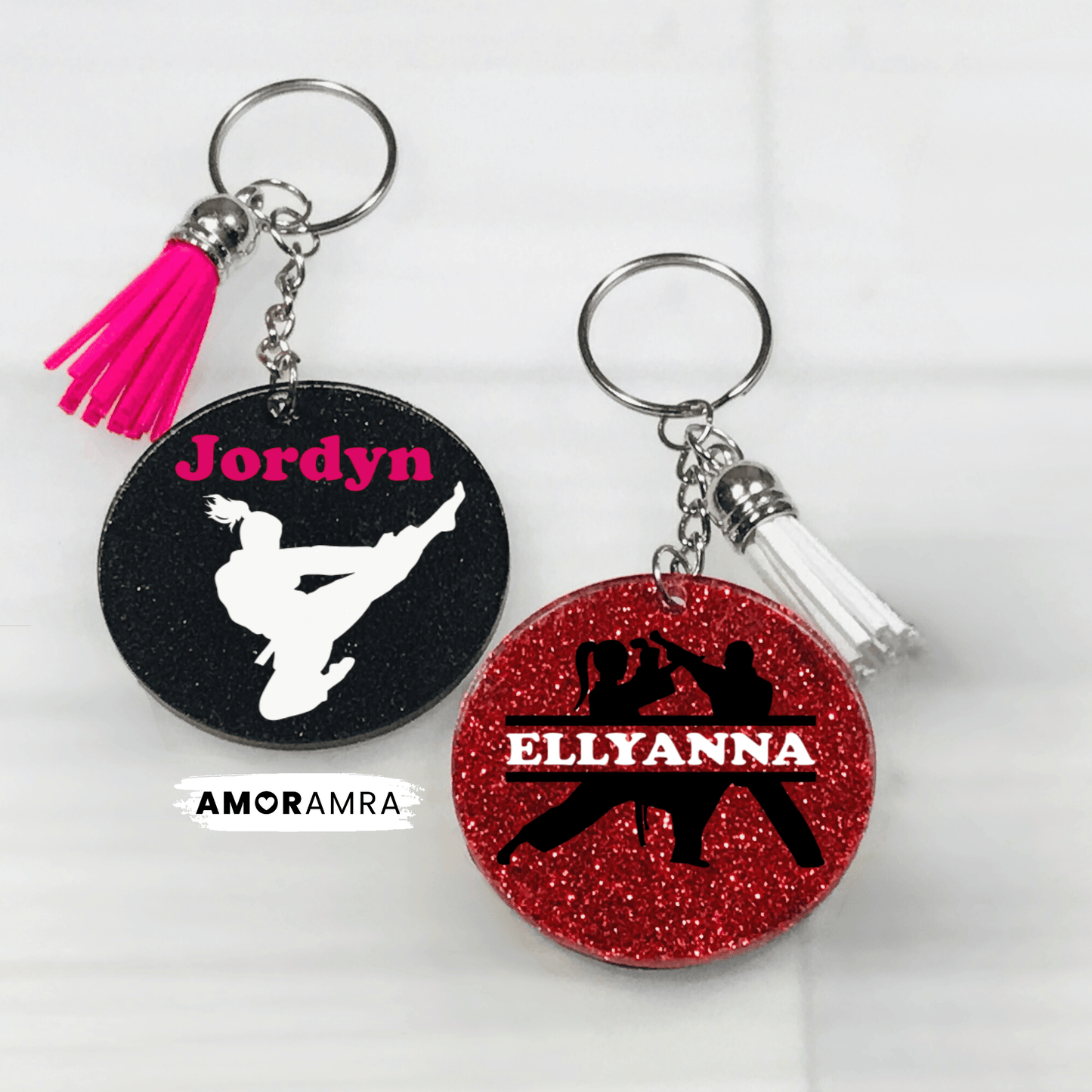 Personalized Glitter Martial Arts Keychain