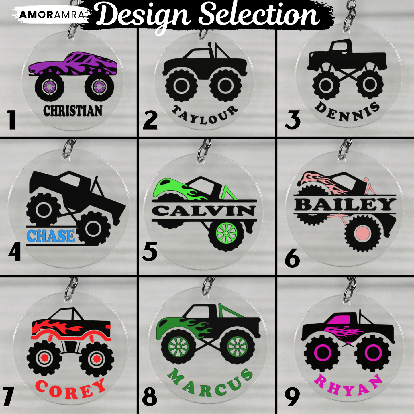 Personalized Monster Truck Keychain
