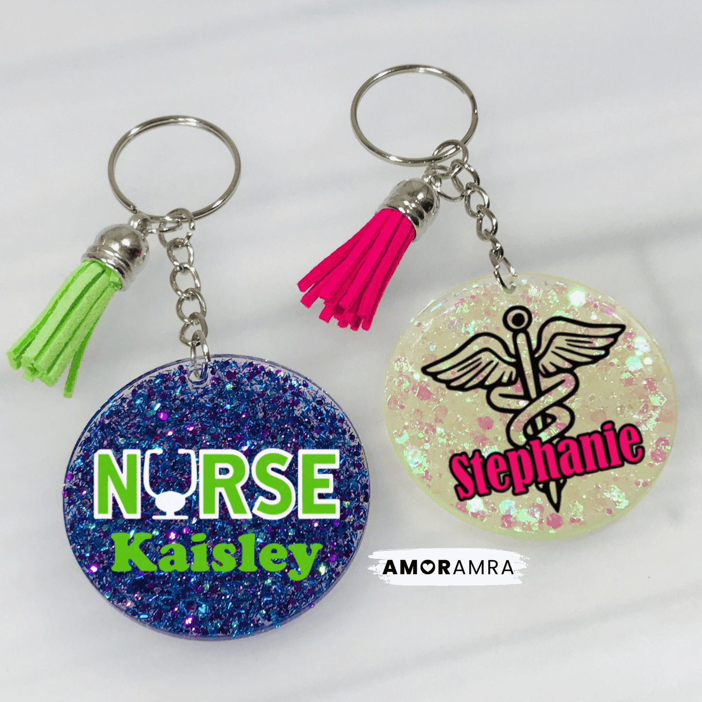 Glitter Nurse Keychain | Doctor Keychain - Amor Amra