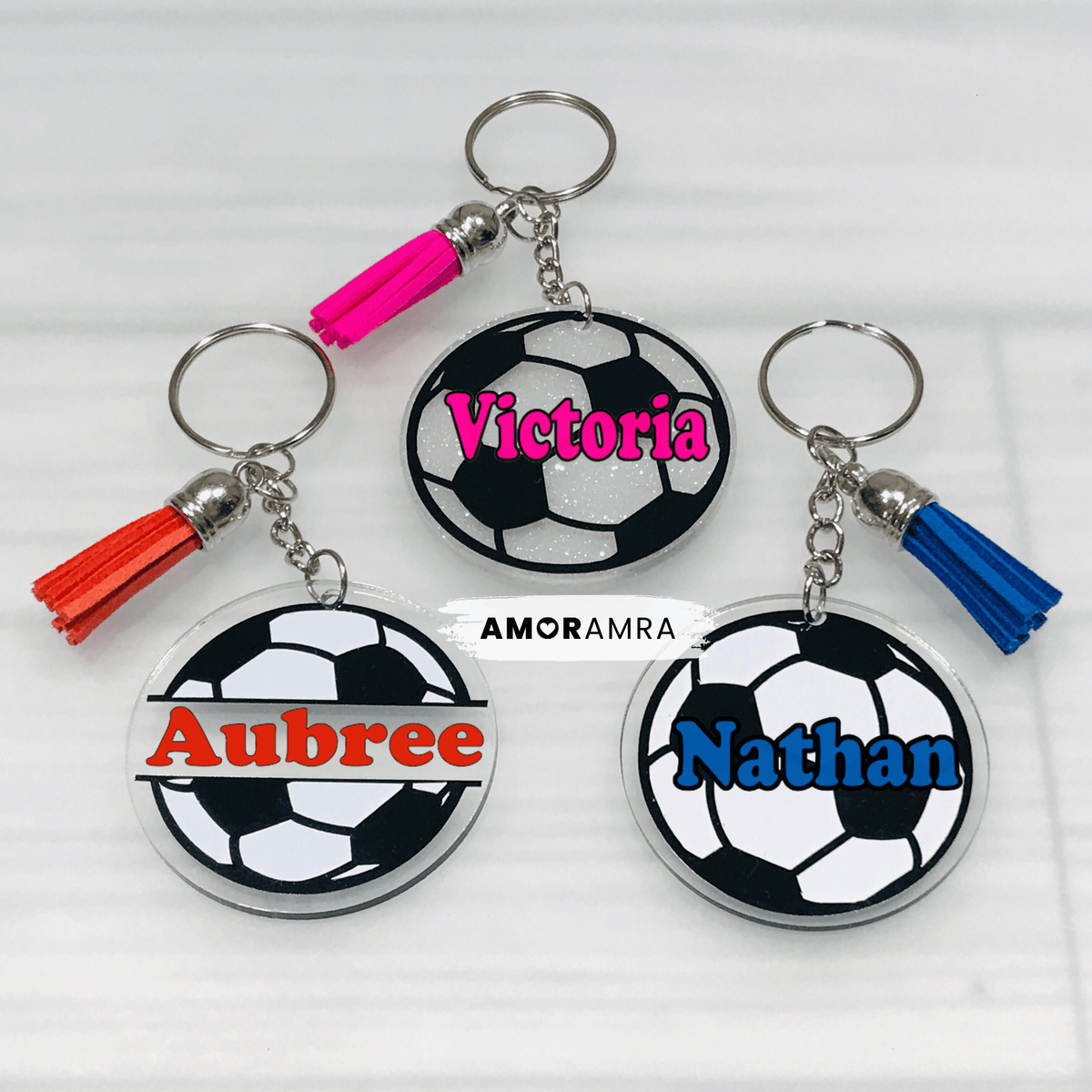 Personalized Soccer Keychain | Fútbol Bag Tag - Amor Amra