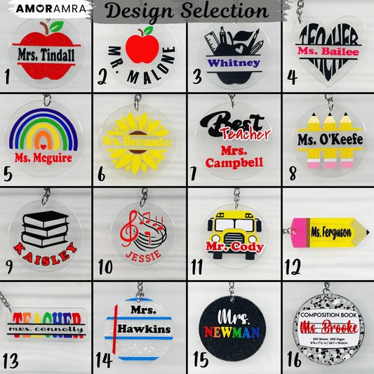 Personalized Teacher Keychain | Teacher Appreciation Gift - Amor Amra