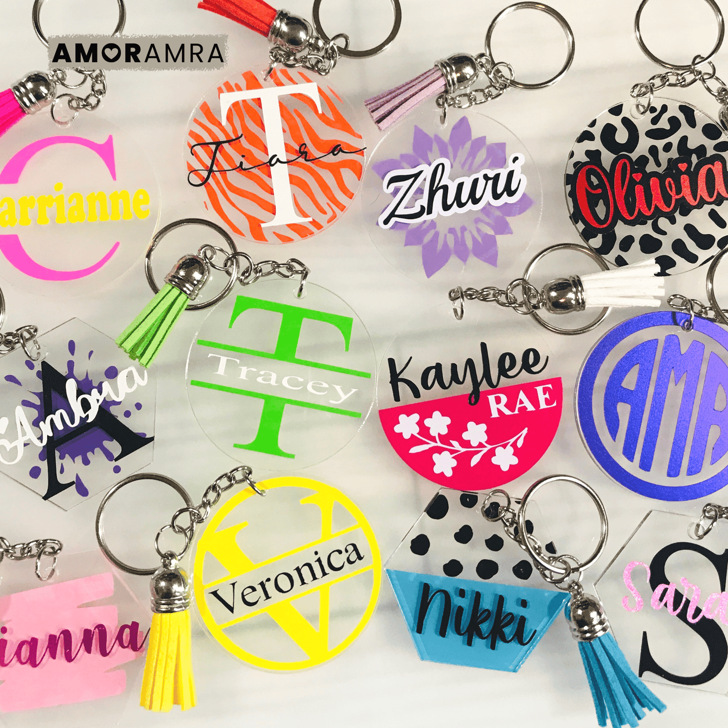 Personalized Name & Monogram Keychain - Amor Amra
