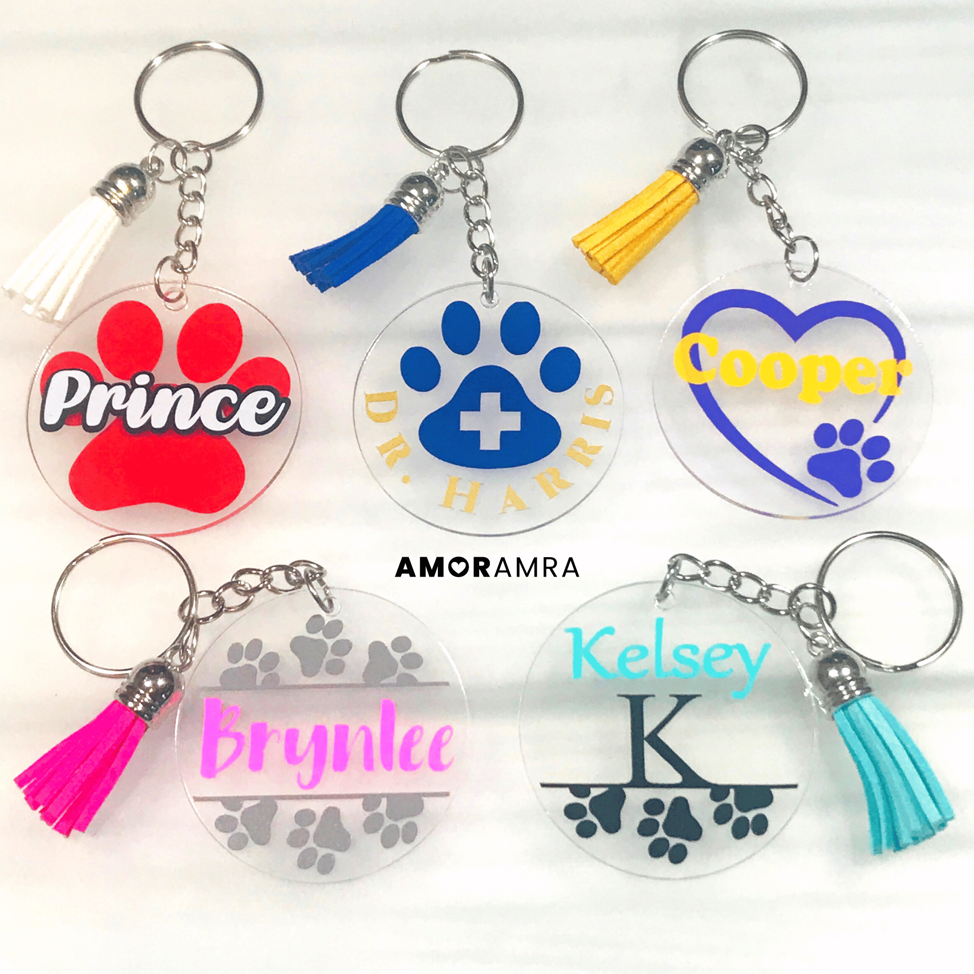 Personalized Dog Pawprint Keychain - Amor Amra