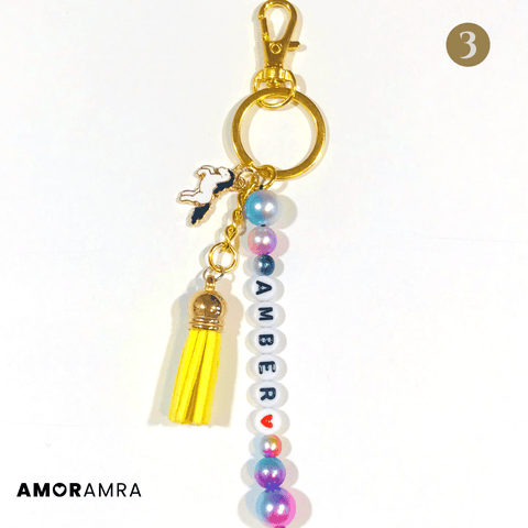 Personalized Beaded Name Unicorn Keychain - Amor Amra