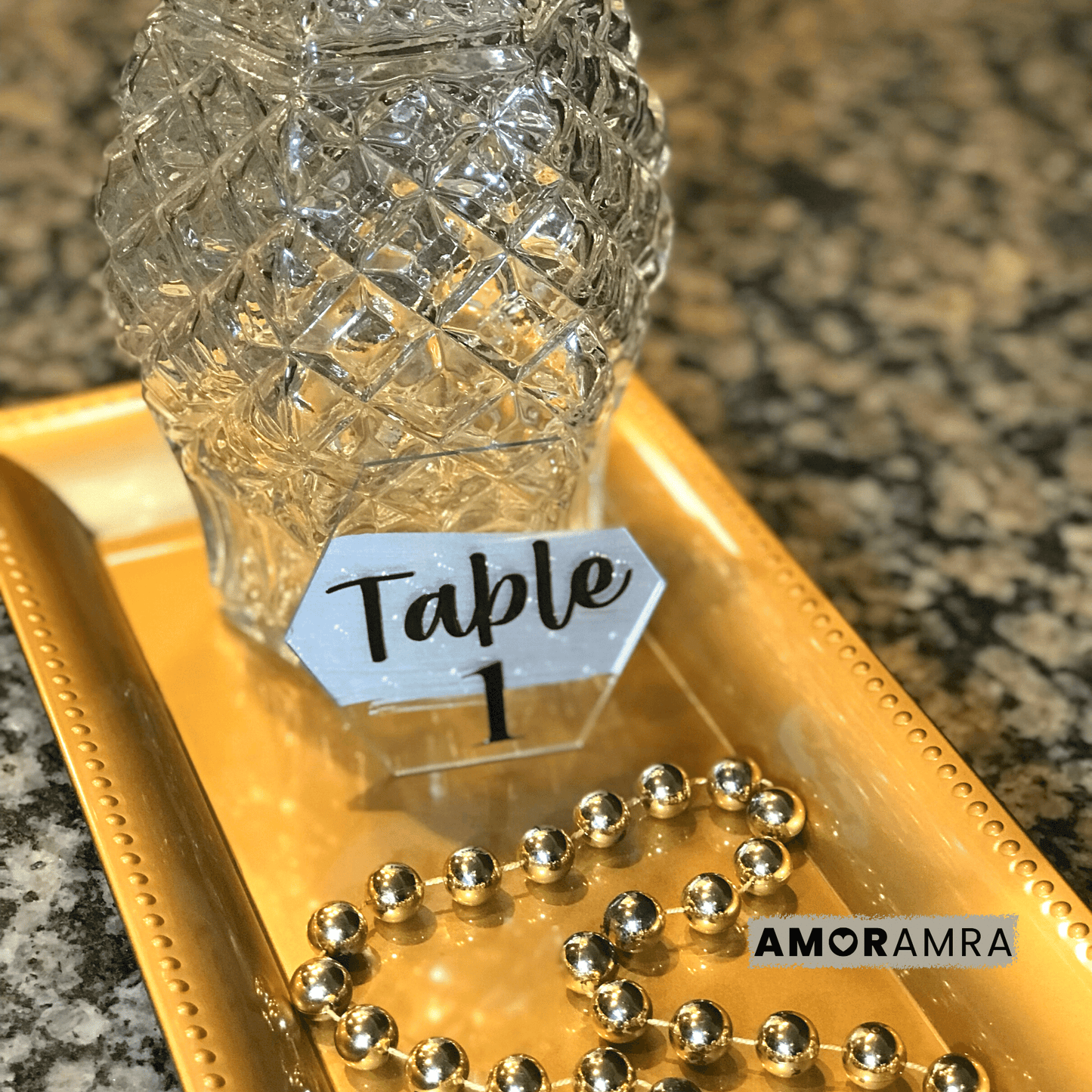 Personalized Acrylic Place Cards - Hexagon - Amor Amra