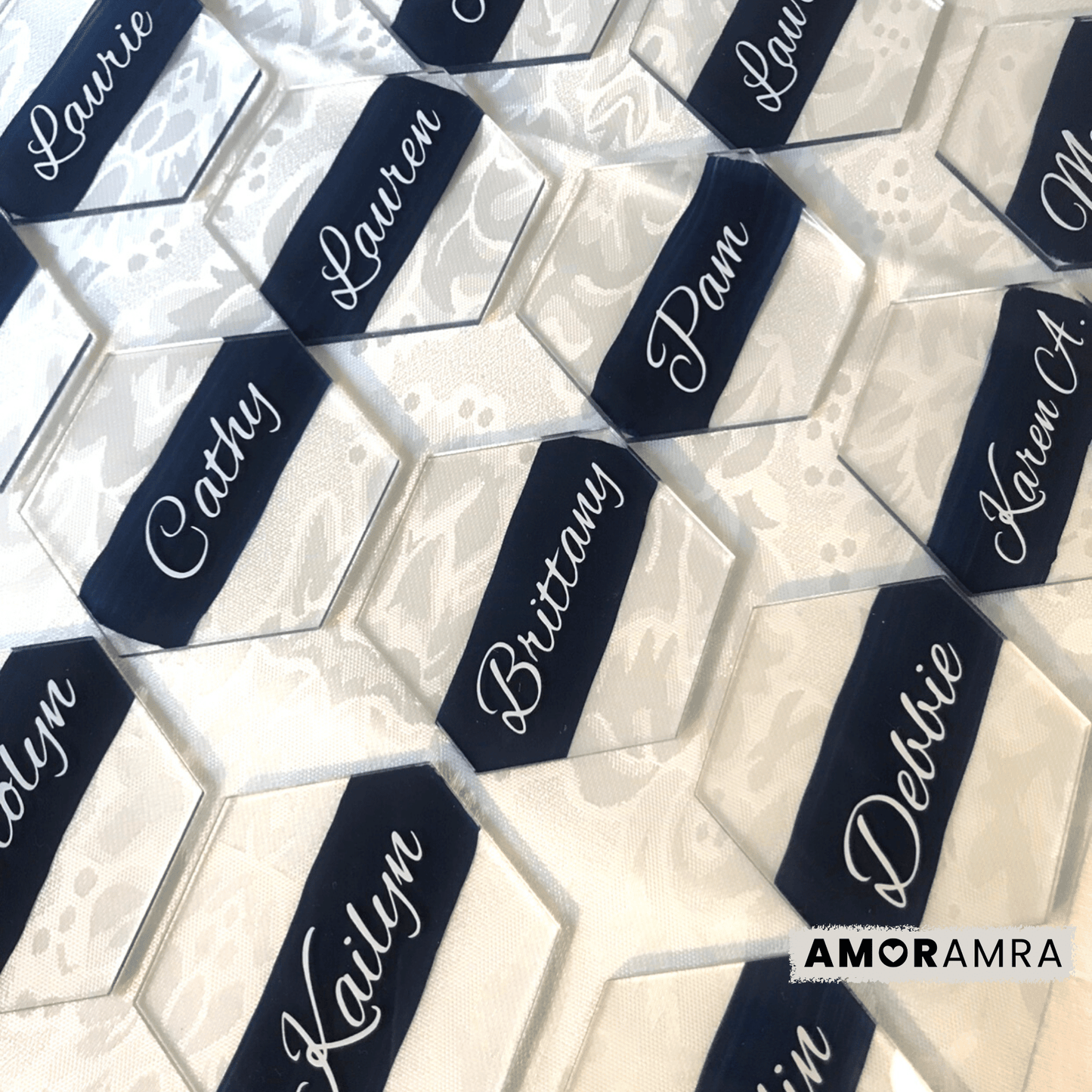 Personalized Acrylic Place Cards - Hexagon - Amor Amra
