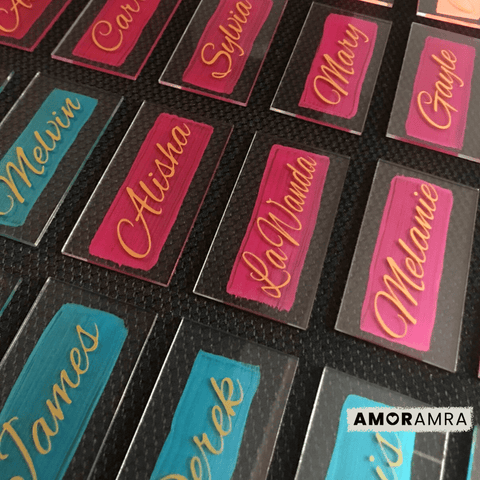 Personalized Acrylic Place Cards - Rectangle - Amor Amra