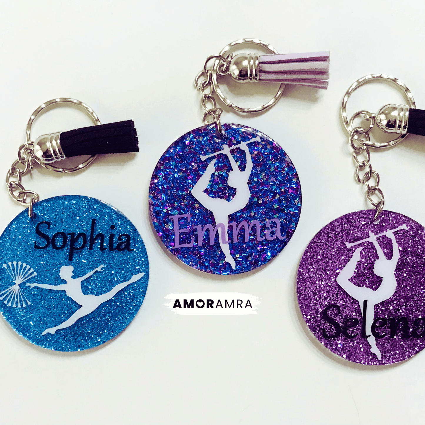 Glitter Baton Twirler Keychain | Twirling Gift - Amor Amra