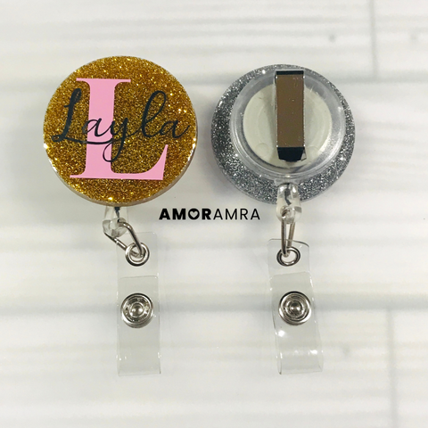 Personalized Retractable Badge Holder Reel | Teacher Badge Holder - Amor Amra