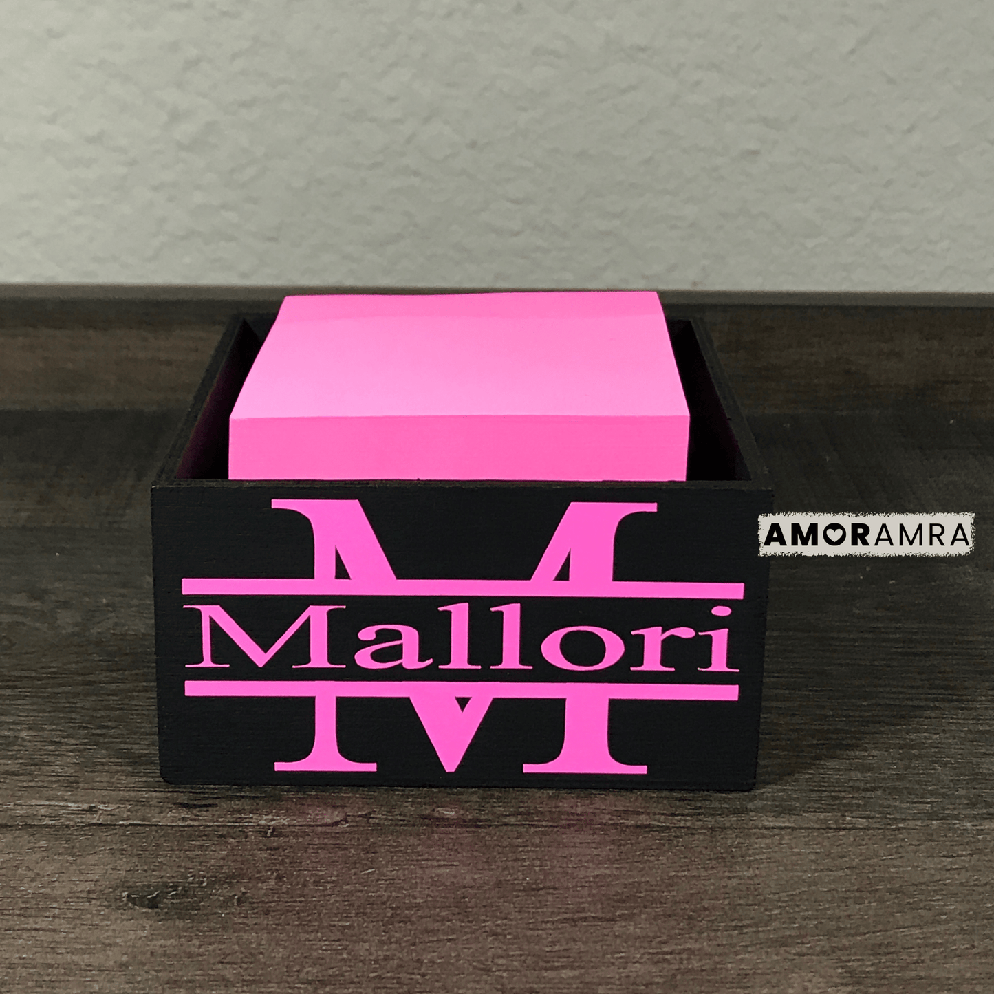 Personalized Black Paperclip Holder | Sticky Note Holder - Amor Amra