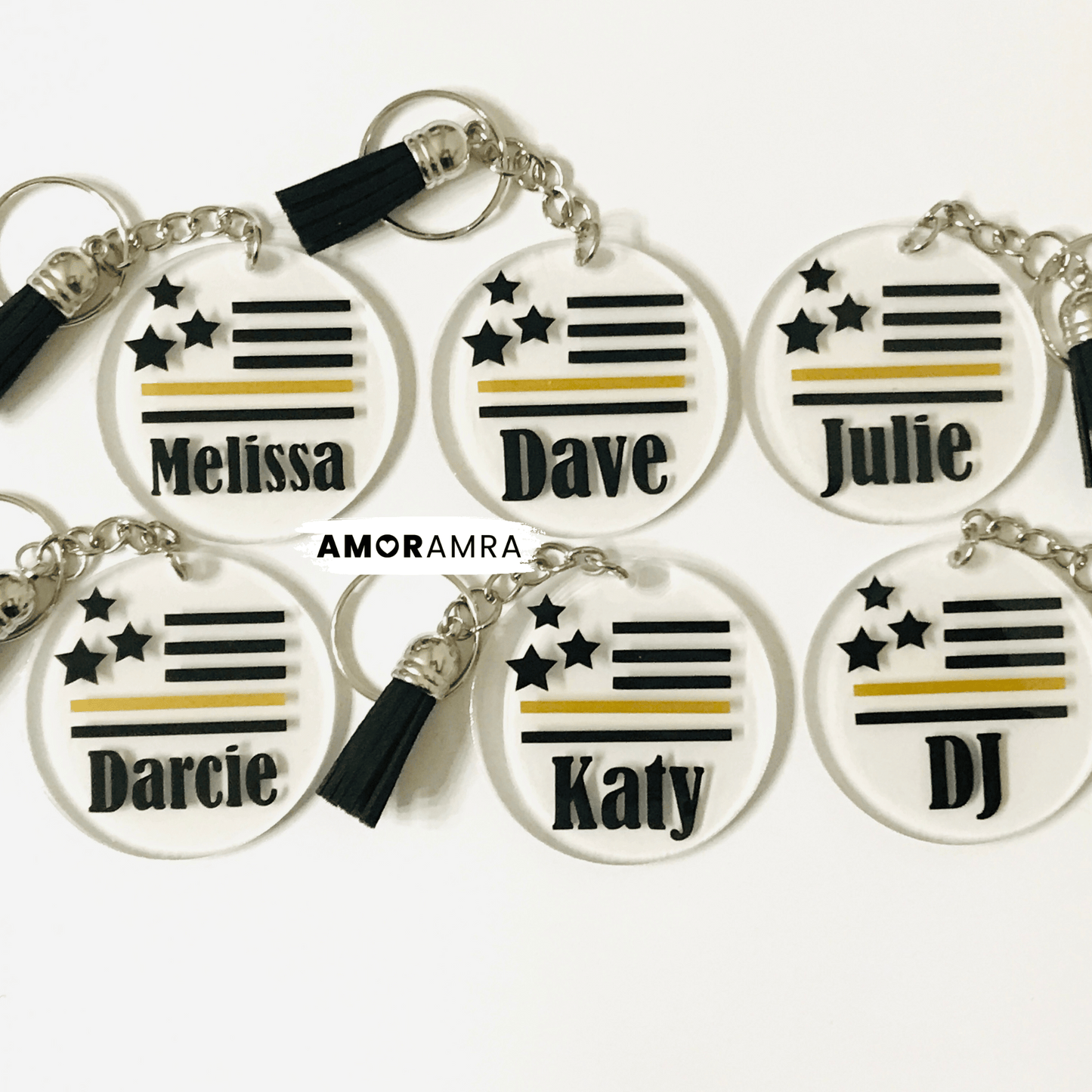 Personalized Thin Gold Line Keychain | 911 Dispatcher Gift - Amor Amra