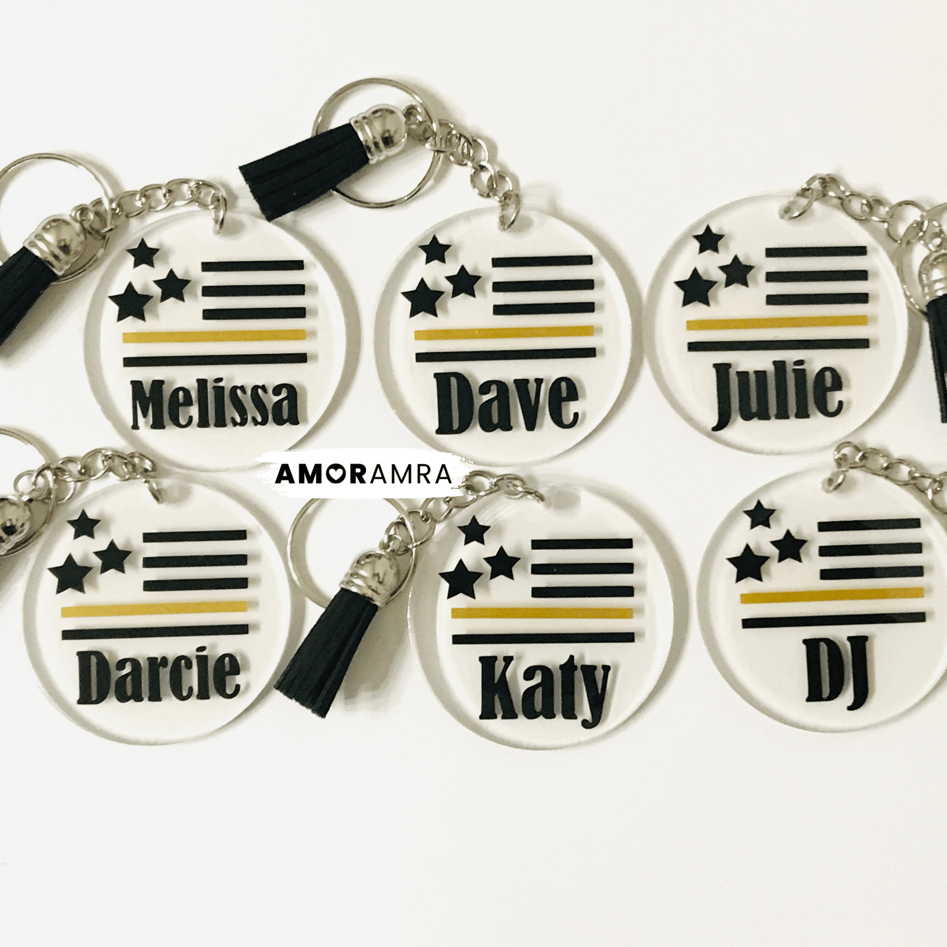 Personalized Thin Gold Line Keychain | 911 Dispatcher Gift - Amor Amra