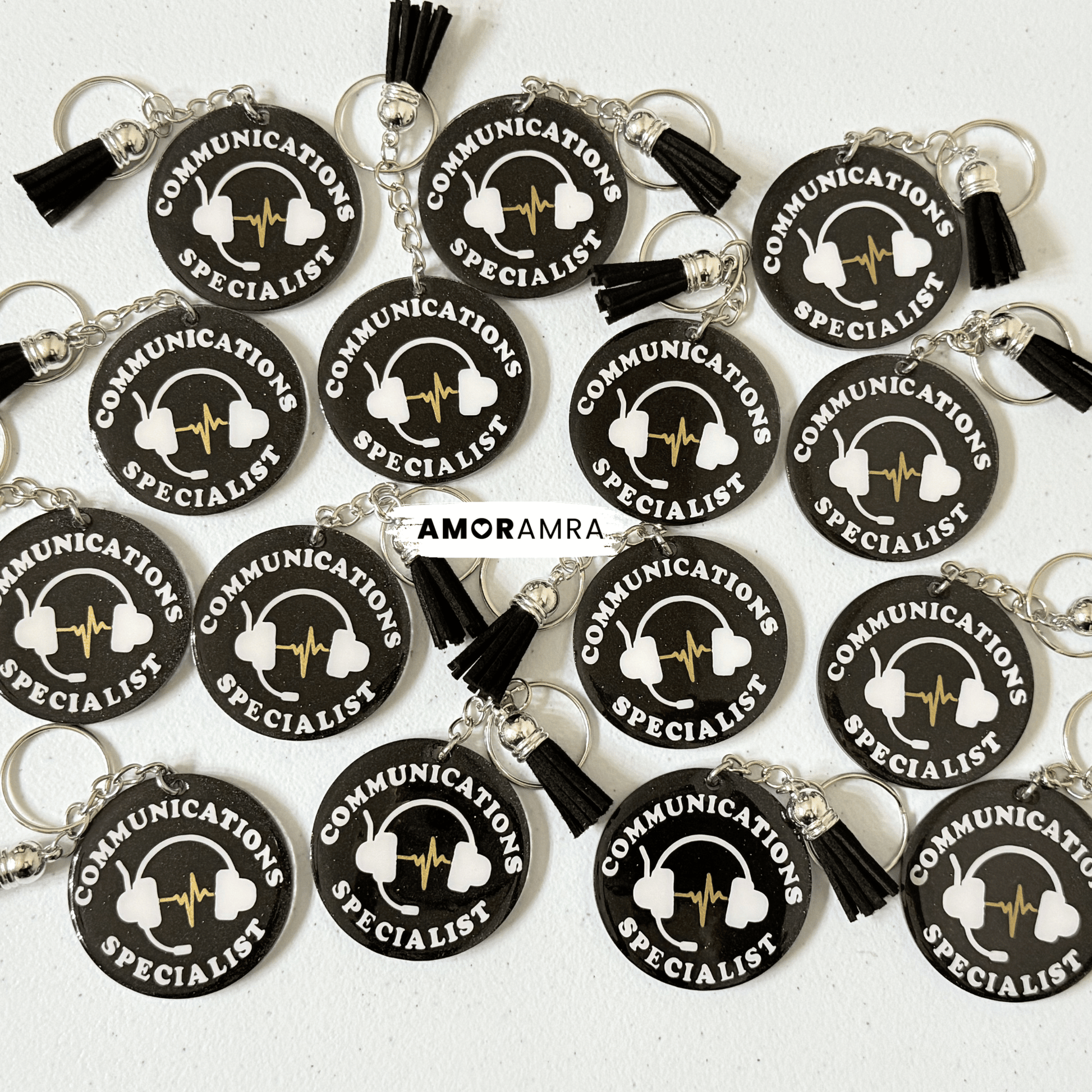 Personalized Thin Gold Line Keychain | 911 Dispatcher Gift - Amor Amra