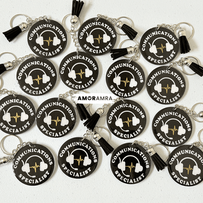 Personalized Thin Gold Line Keychain | 911 Dispatcher Gift - Amor Amra