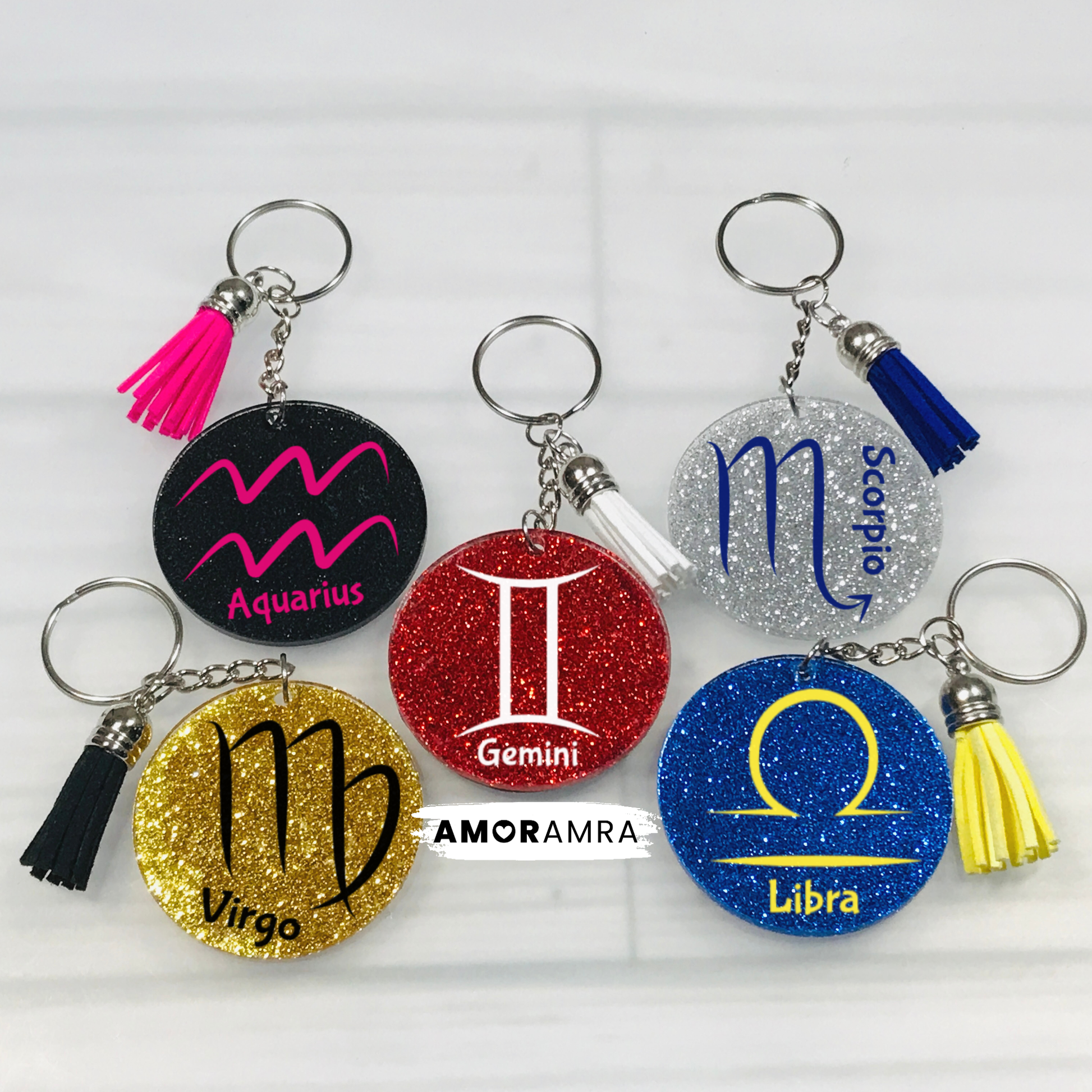 Zodiac Sign Keychain: Astrology Lover Keepsake - Amor Amra