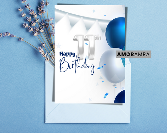 Birthday Card | Happy 11th Birthday - Amor Amra