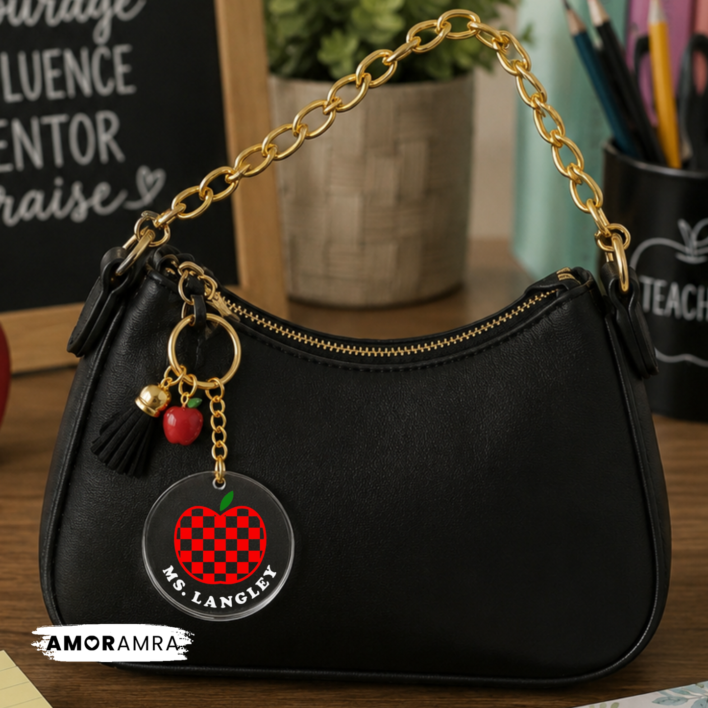 Personalized Apple Acrylic Keychain | Apple Charm