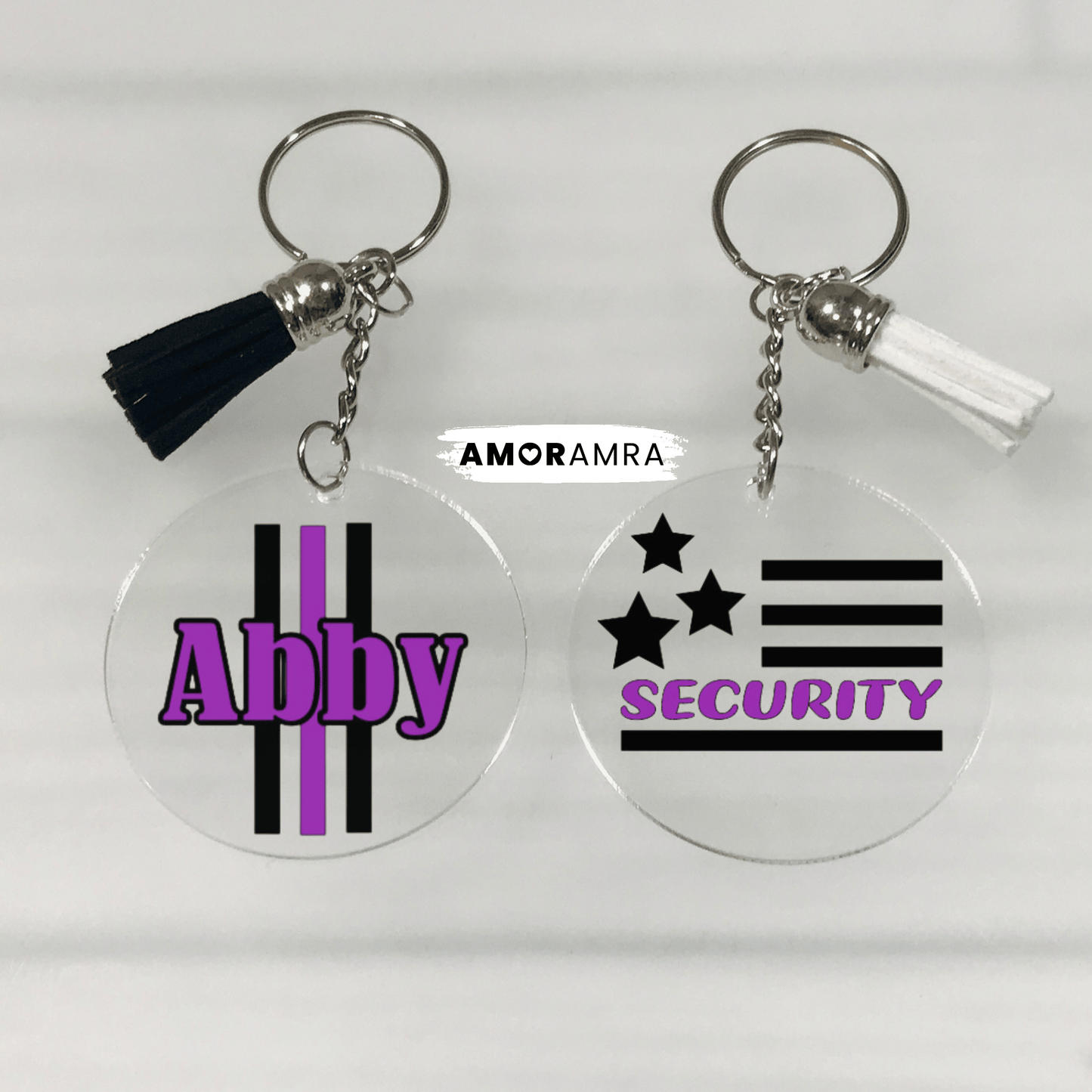 Personalized Thin Purple Line Keychain