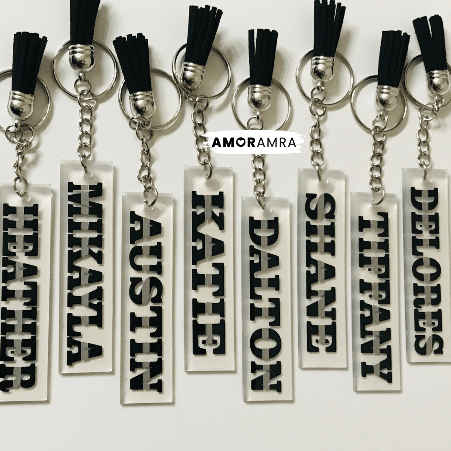 Personalized Thin Silver Line Keychain