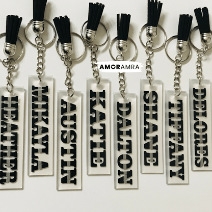 Personalized Thin Silver Line Keychain