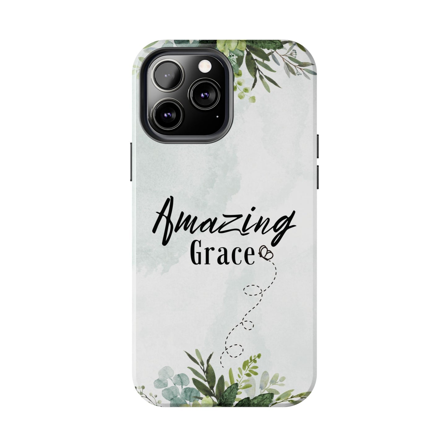 Watercolor Greenery Amazing Grace iPhone Case