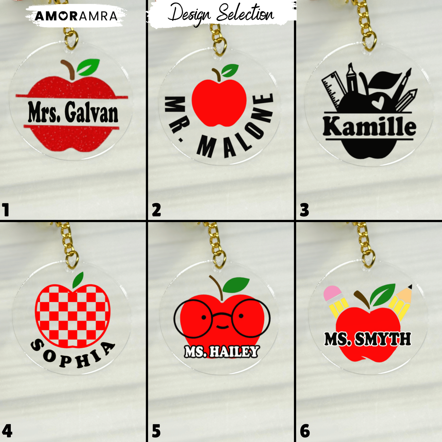 Personalized Apple Acrylic Keychain | Apple Charm