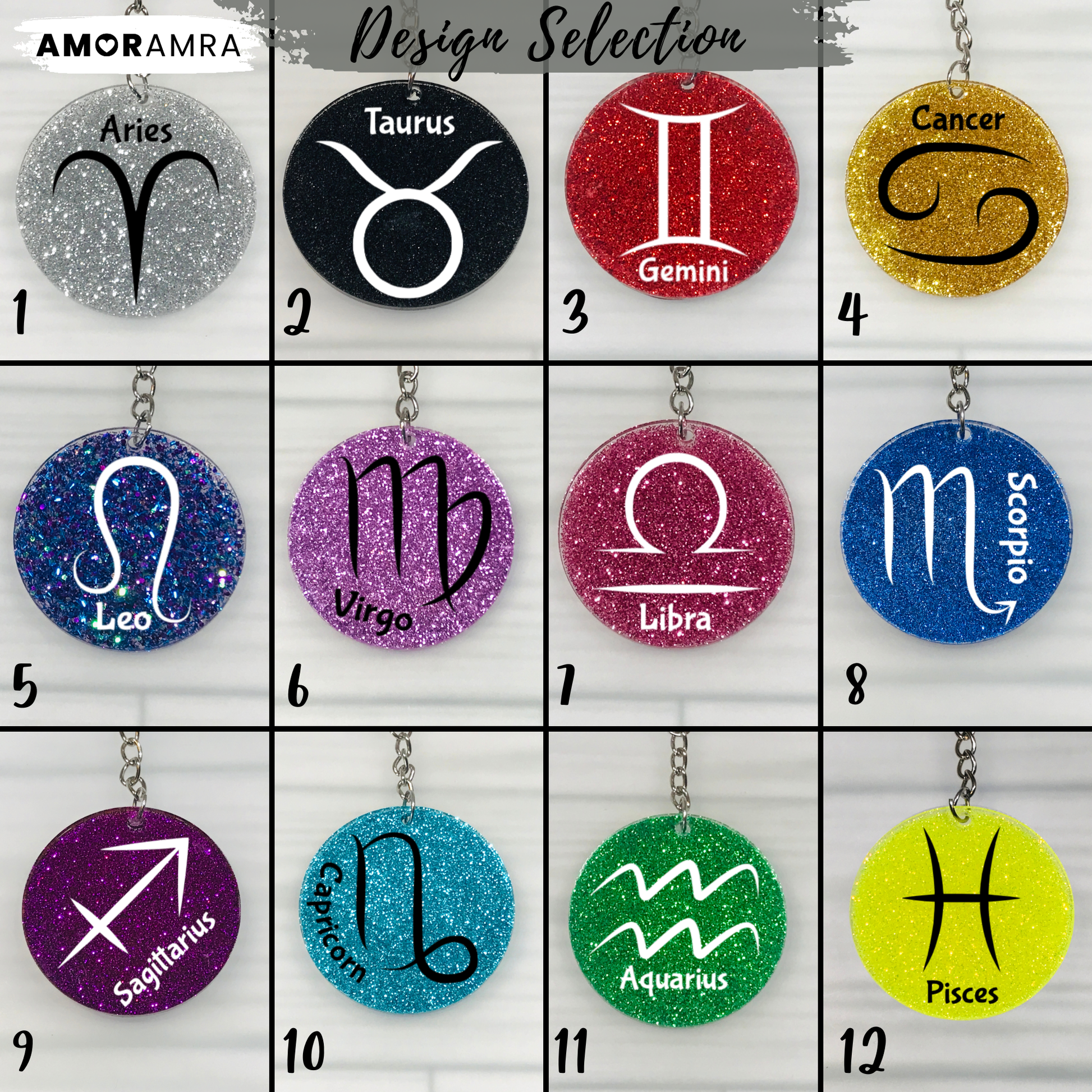 Zodiac Sign Keychain: Astrology Lover Keepsake - Amor Amra