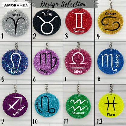 Zodiac Sign Keychain: Astrology Lover Keepsake - Amor Amra