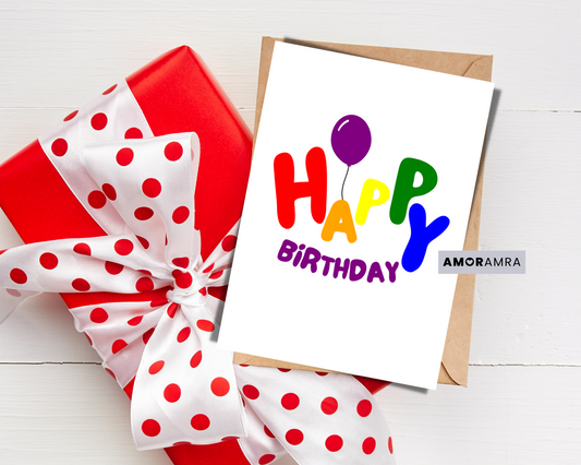 Birthday Card | Floating Letters - Amor Amra