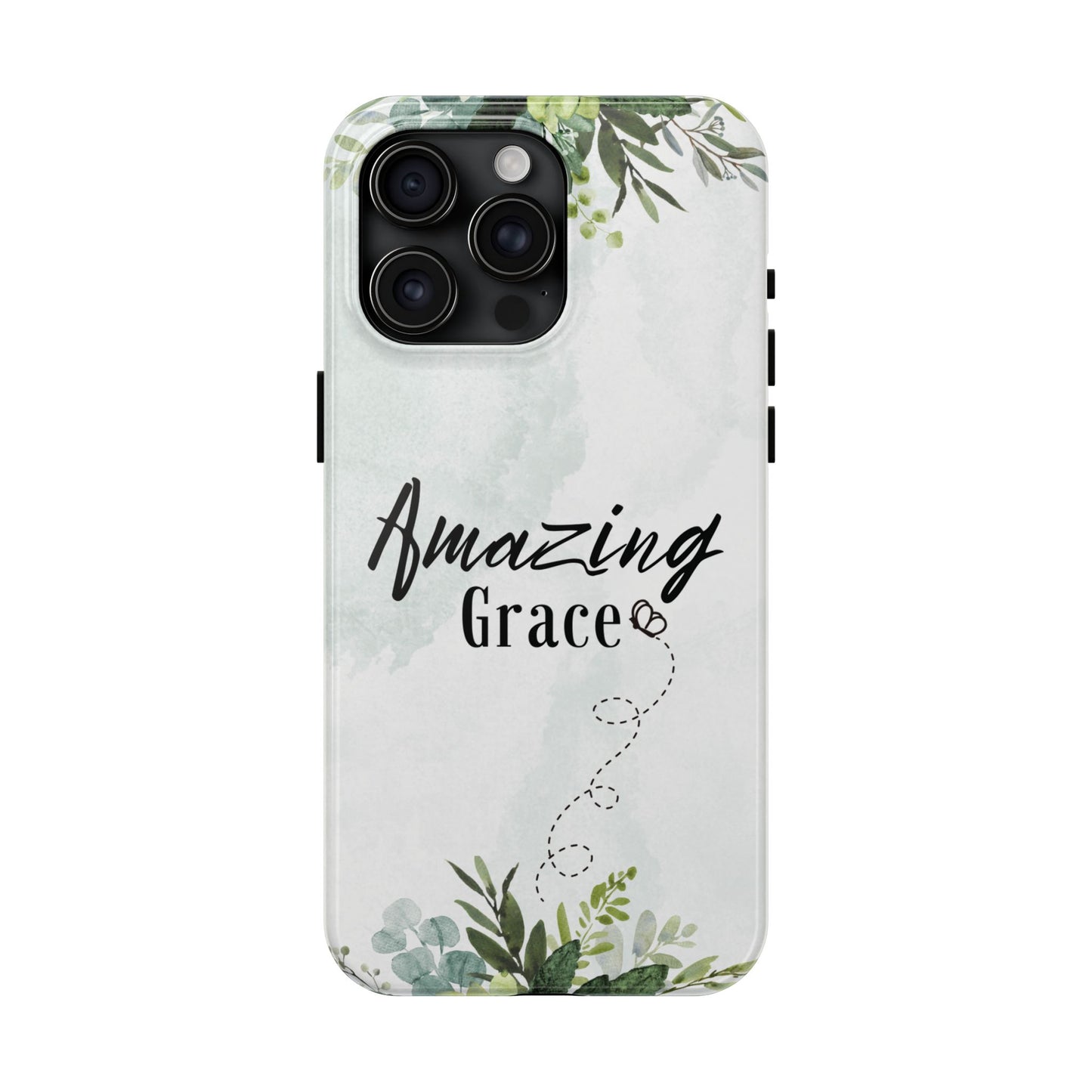 Watercolor Greenery Amazing Grace iPhone Case
