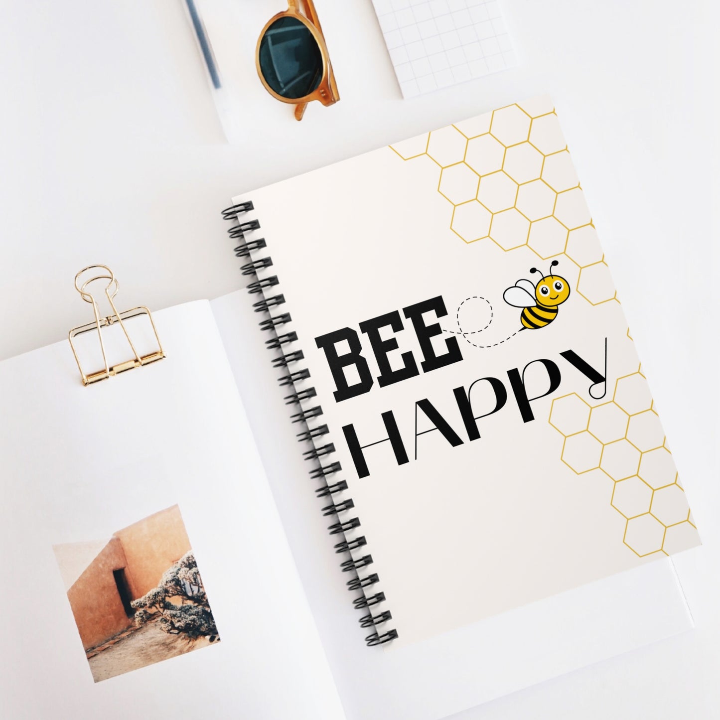 BEE Happy Notebook | Bumblebee & Honeycomb Lined Journal