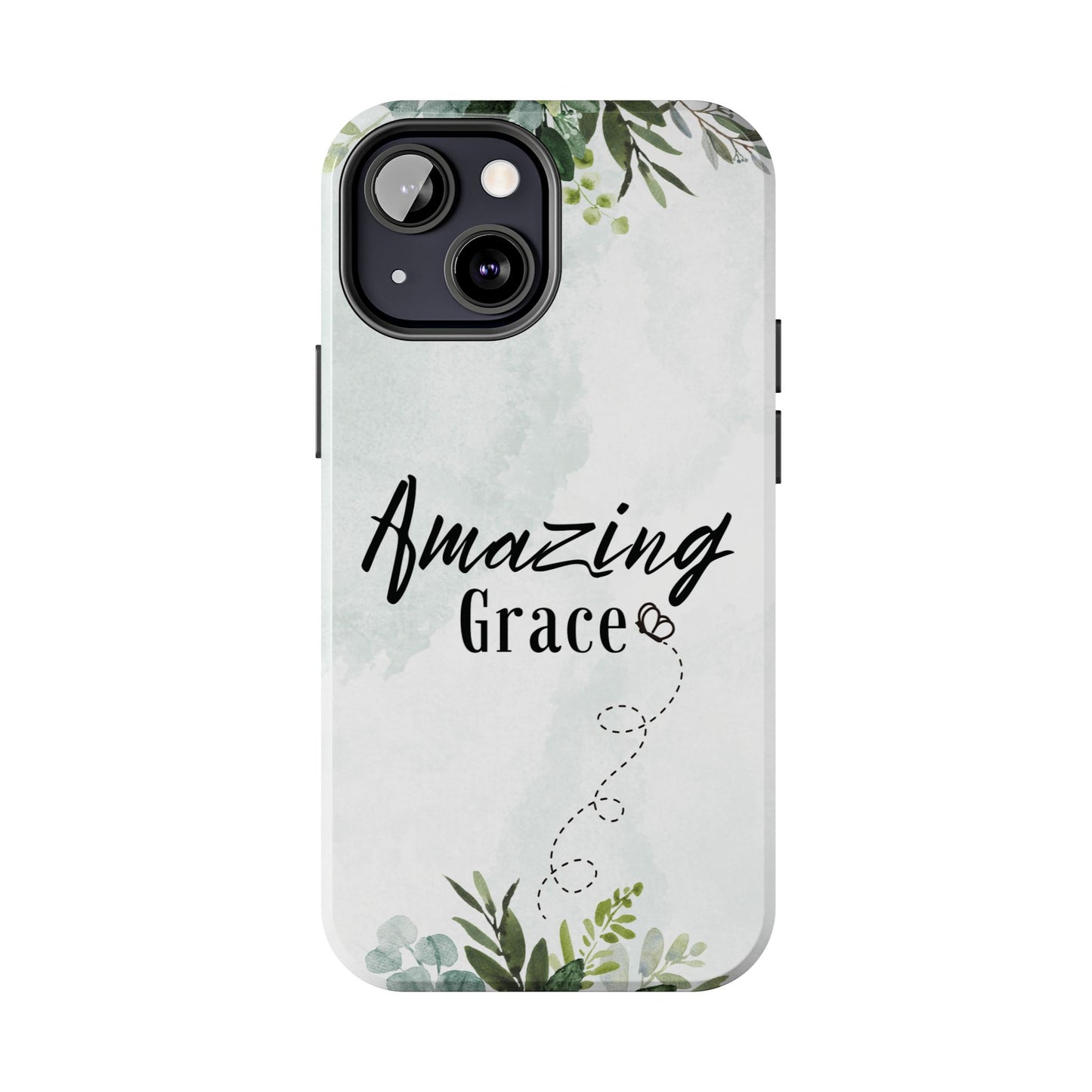 Watercolor Greenery Amazing Grace iPhone Case
