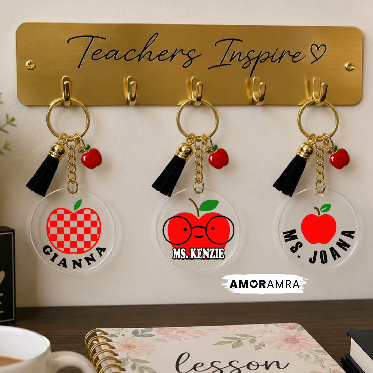Personalized Apple Acrylic Keychain | Apple Charm