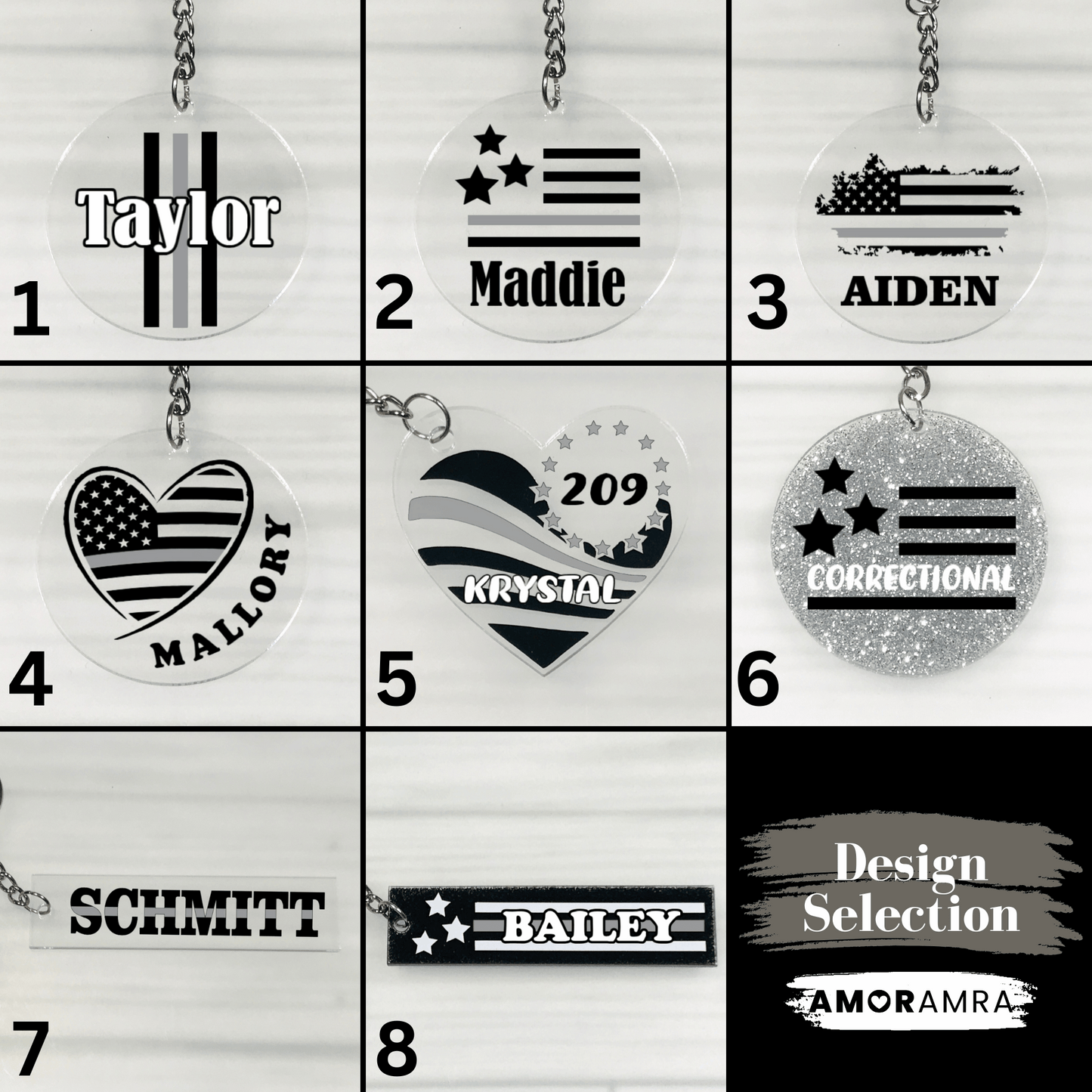 Personalized Thin Silver Line Keychain