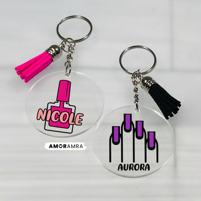 Personalized Nail Tech Keychain