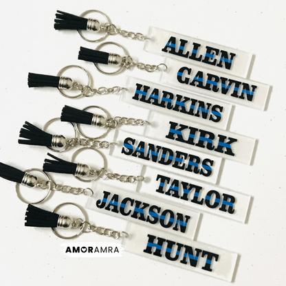 Personalized Thin Blue Line Keychain