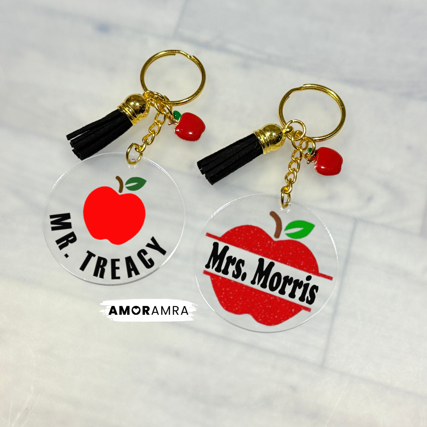 Personalized Apple Acrylic Keychain | Apple Charm