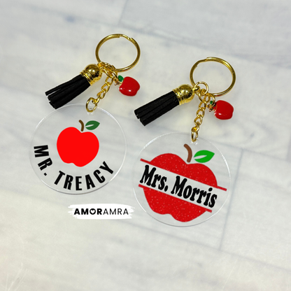 Personalized Apple Acrylic Keychain | Apple Charm