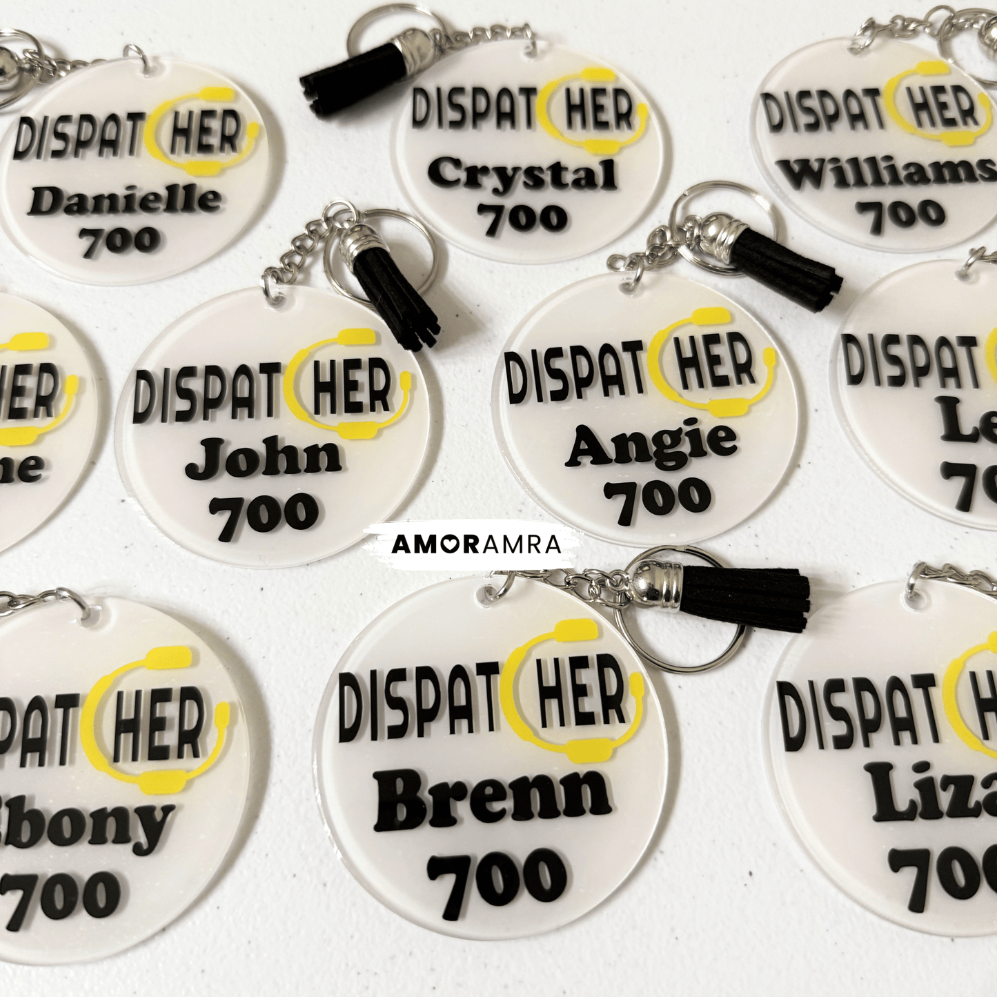 Personalized Thin Gold Line Keychain | 911 Dispatcher Gift - Amor Amra