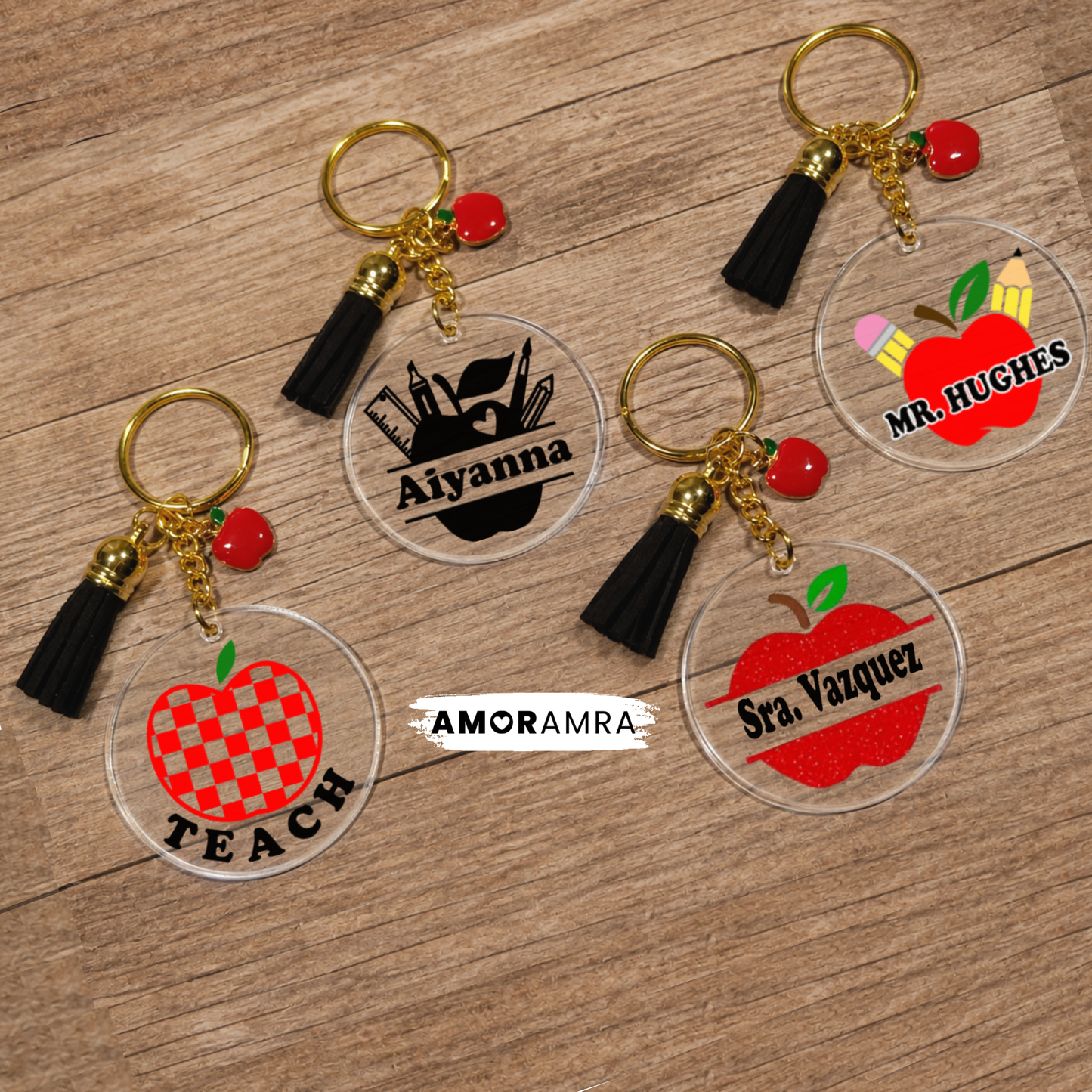 Personalized Apple Acrylic Keychain | Apple Charm