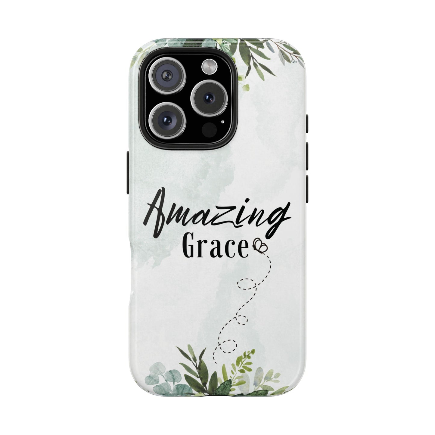 Watercolor Greenery Amazing Grace iPhone Case
