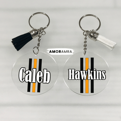 Personalized Thin Orange Line Keychain